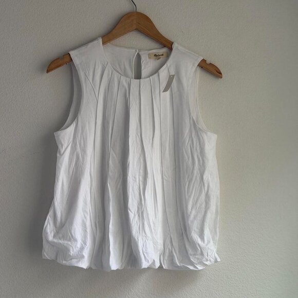 Madewell Sleeveless Crewneck Bubble Top in White, Size Small - Picture 7 of 10
